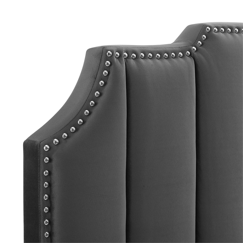 Modway Rosalind Modern Performance Velvet Twin Headboard in Charcoal