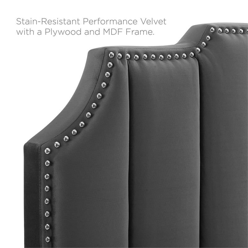 Modway Rosalind Modern Performance Velvet Twin Headboard in Charcoal