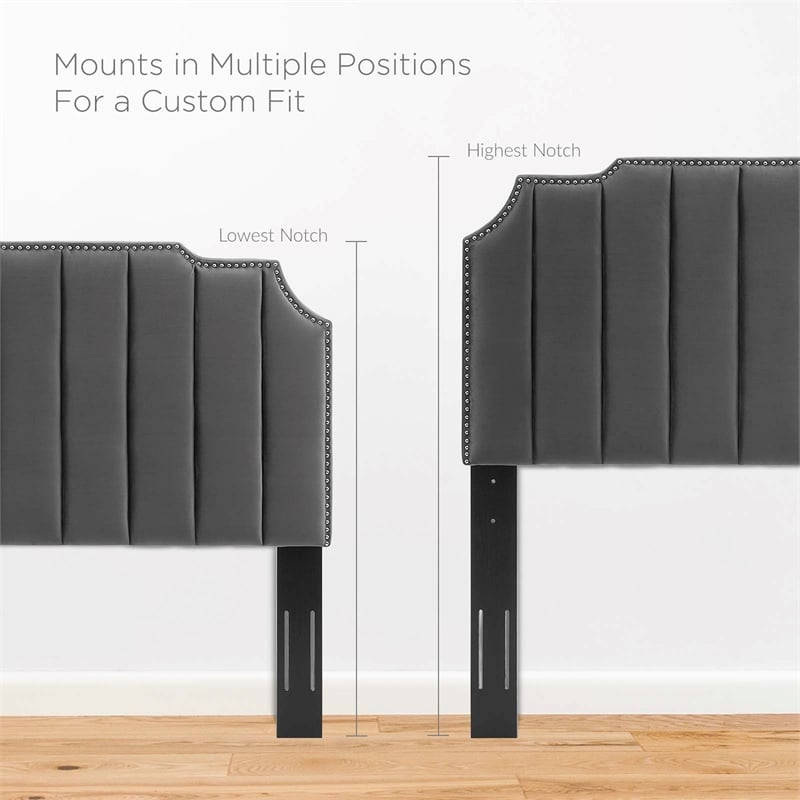 Modway Rosalind Modern Performance Velvet Twin Headboard in Charcoal