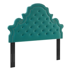 modway diana twin tufted performance velvet headboard in teal green