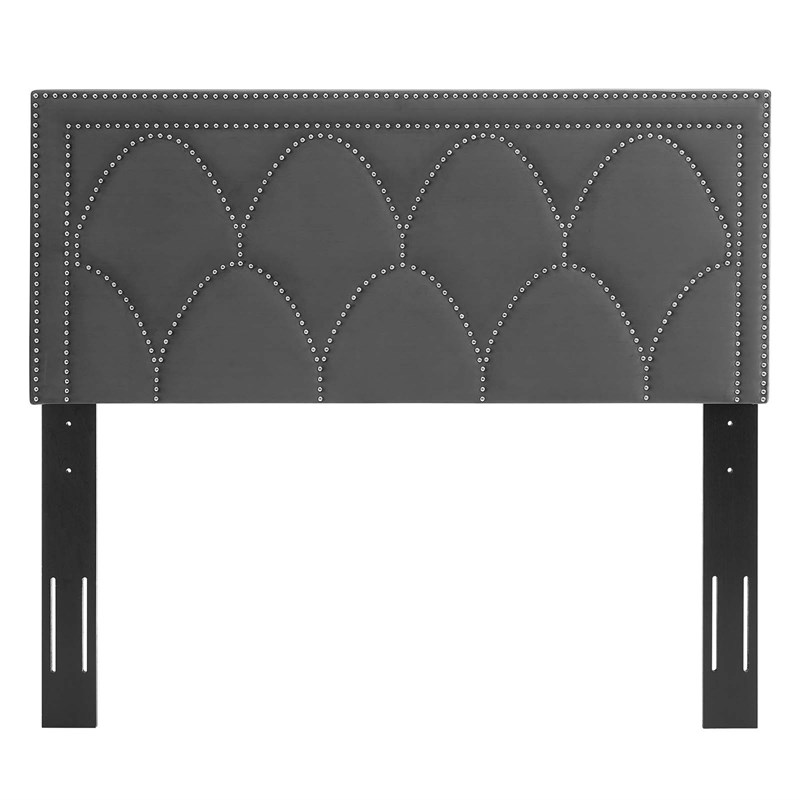 Modway Greta Modern Performance Velvet Twin Headboard in Charcoal