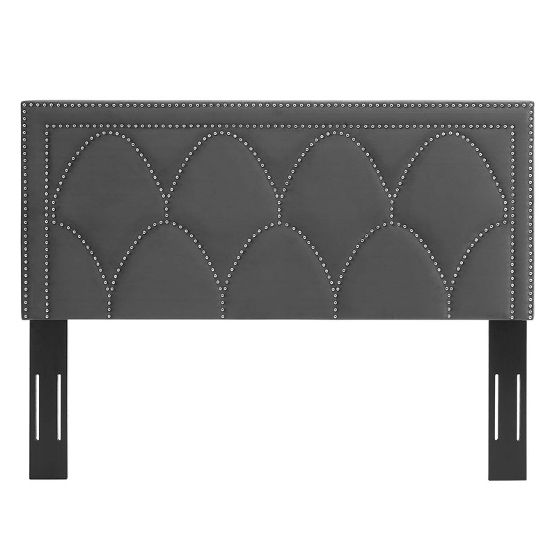 Modway Greta Modern Performance Velvet Twin Headboard in Charcoal
