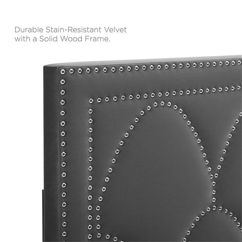 Modway Greta Modern Performance Velvet Twin Headboard in Charcoal