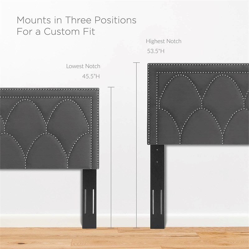 Modway Greta Modern Performance Velvet Twin Headboard in Charcoal