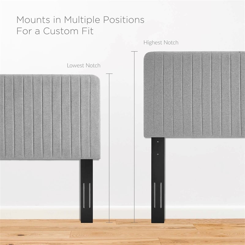 Modway Milenna Channel Tufted Fabric Full/Queen Headboard in Light Gray