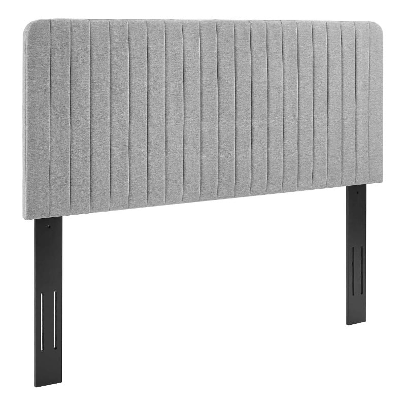 Modway Milenna Channel Tufted Fabric Full/Queen Headboard in Light Gray