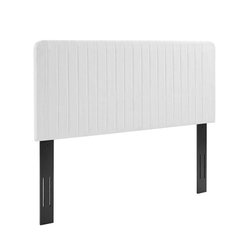 Modway Milenna Channel Tufted Upholstered Fabric Full/Queen Headboard in White