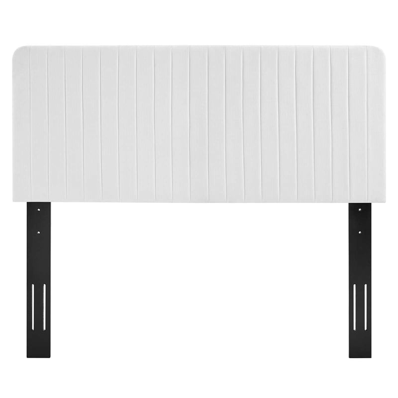 Modway Milenna Channel Tufted Upholstered Fabric Full/Queen Headboard in White