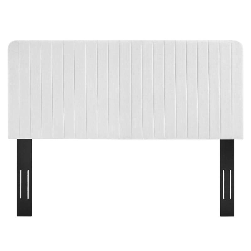Modway Milenna Channel Tufted Upholstered Fabric Full/Queen Headboard in White