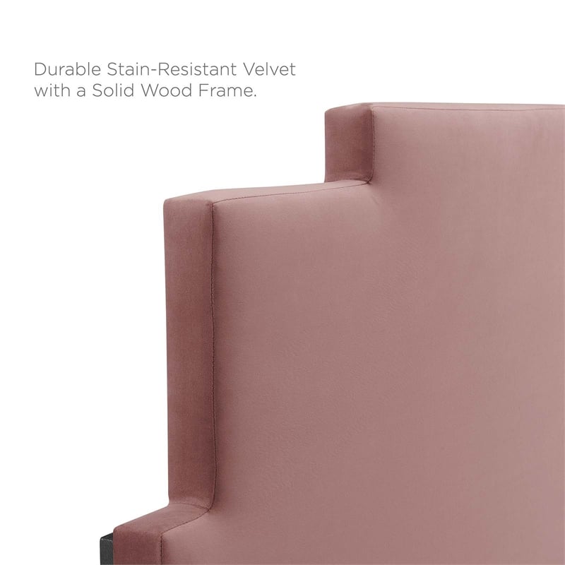 Modway Kasia Modern Performance Velvet Twin Headboard in Dusty Rose