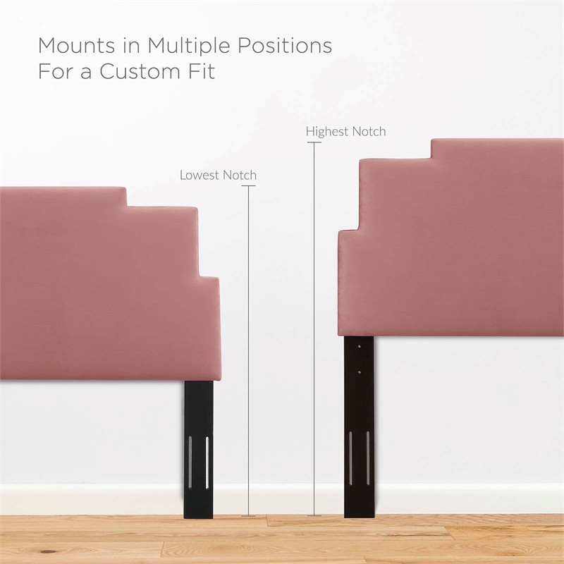 Modway Kasia Modern Performance Velvet Twin Headboard in Dusty Rose