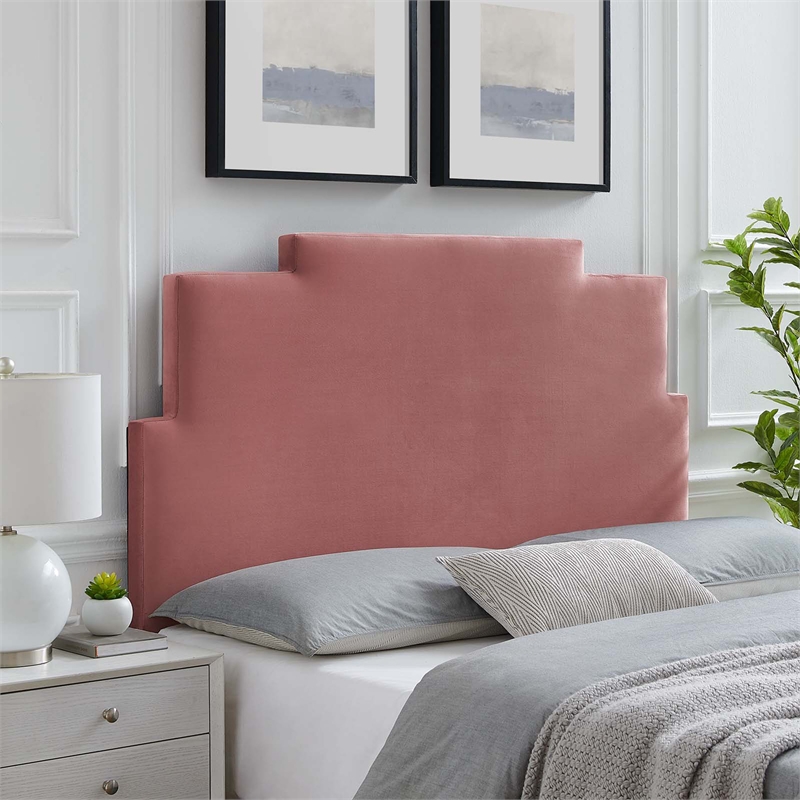 Modway Kasia Modern Performance Velvet Twin Headboard in Dusty Rose