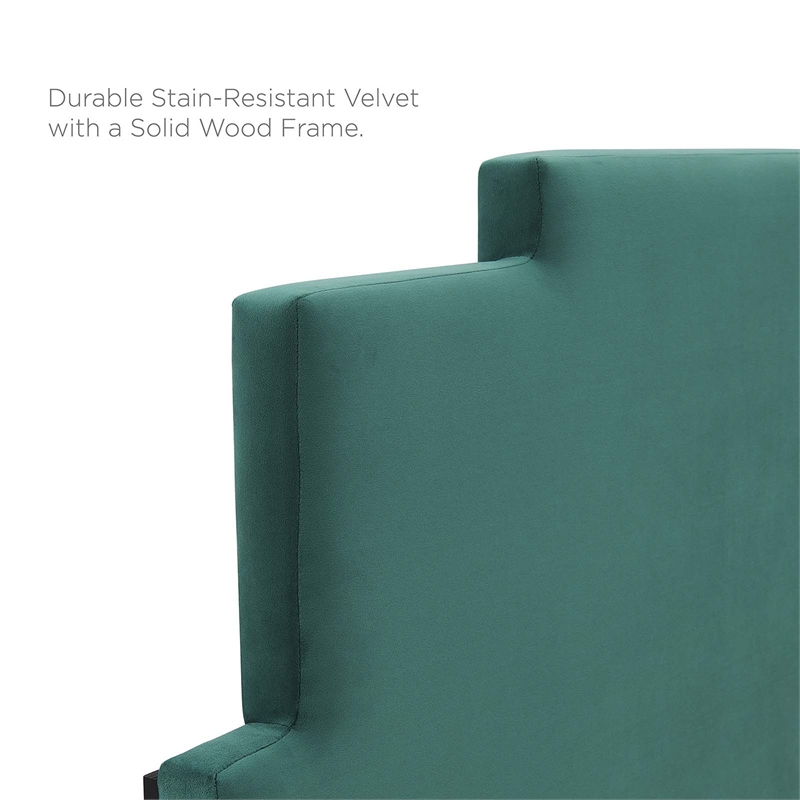 Modway Kasia Modern Performance Velvet Twin Headboard in Teal Green