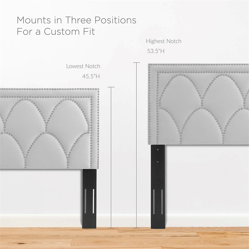 Modway Greta Modern Performance Velvet Twin Headboard in Light Gray