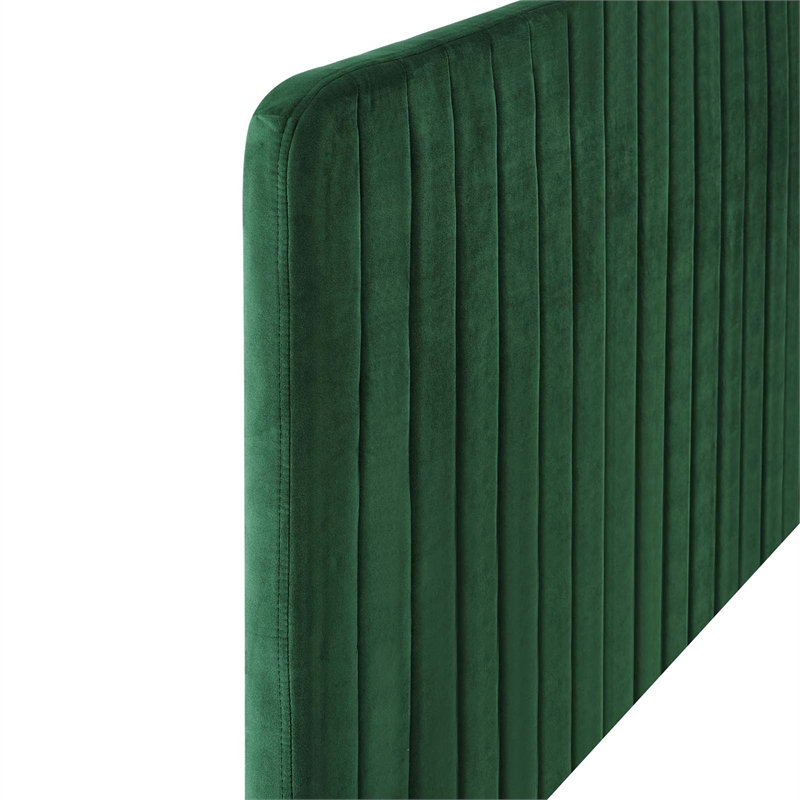 Modway Milenna Channel Tufted Velvet King/California King Headboard in Emerald