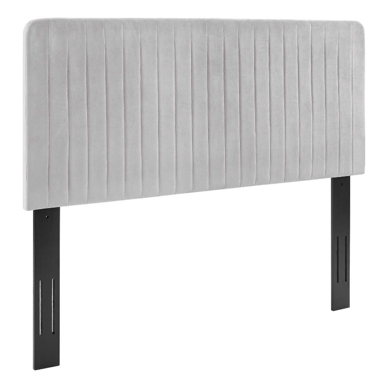 Modway Milenna Channel Tufted Velvet King/California King Headboard - Light Gray