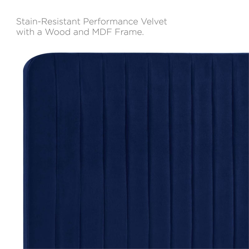 Modway Milenna Channel Tufted Velvet King/California King Headboard in Navy