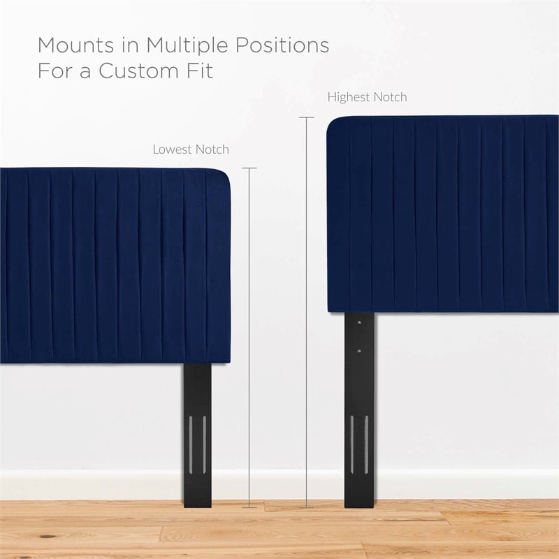 Modway Milenna Channel Tufted Velvet King/California King Headboard in Navy