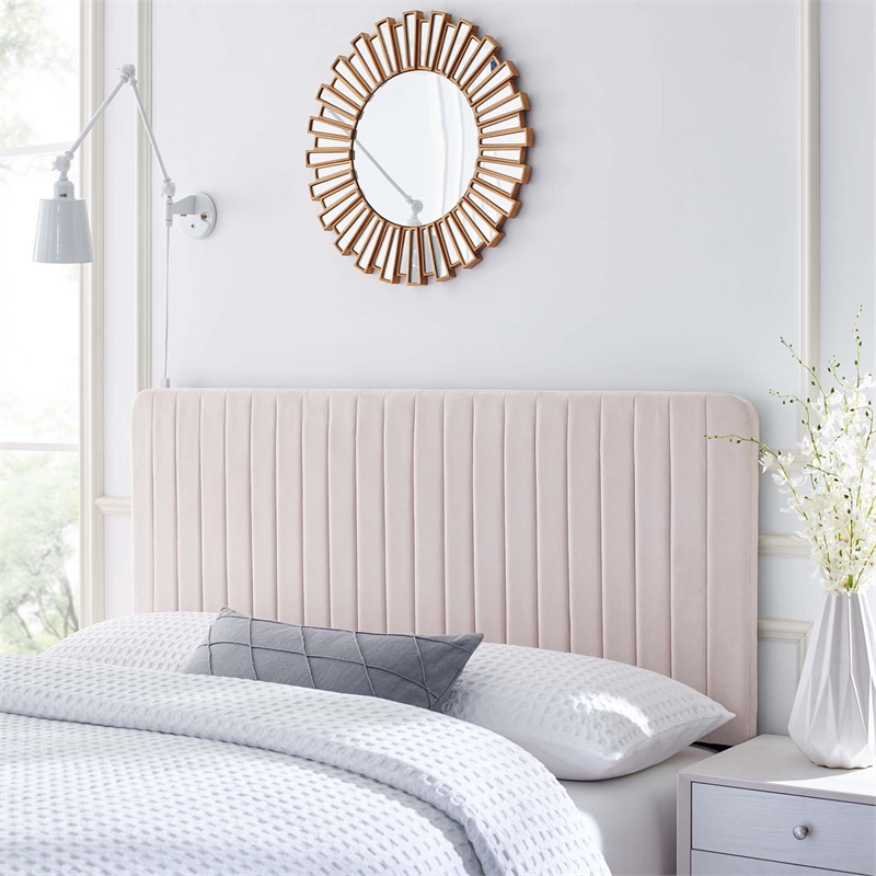 Modway Milenna Channel Tufted Velvet King/California King Headboard in Pink