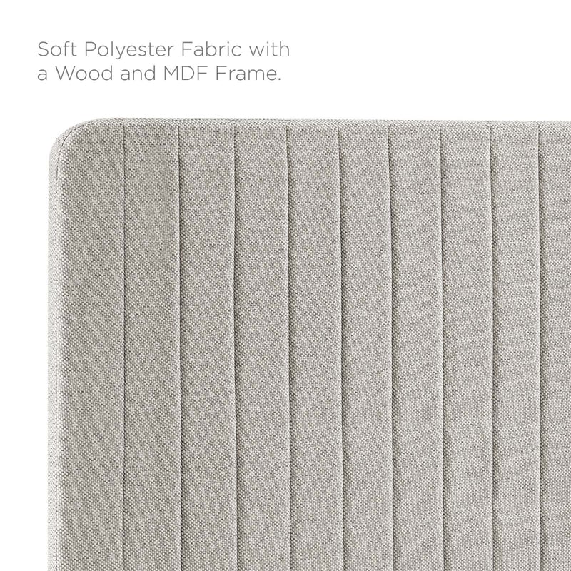 Modway Milenna Channel Tufted Fabric King/California King Headboard in Oatmeal