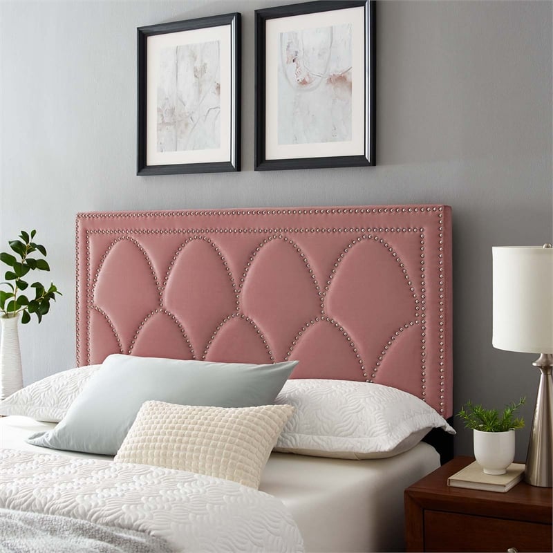 Modway Greta Performance Velvet King/California King Headboard in Dusty Rose