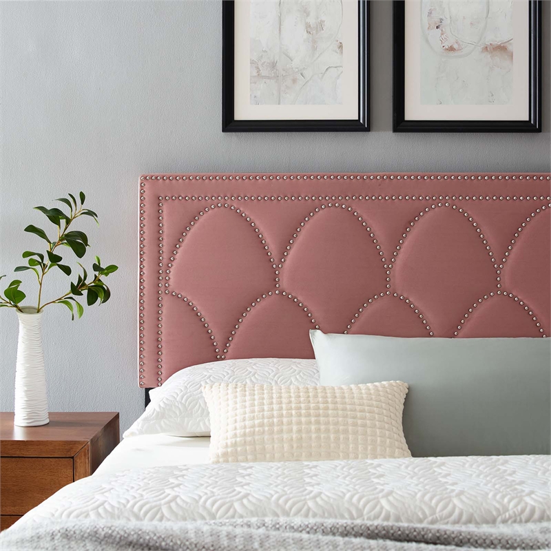 Modway Greta Performance Velvet King/California King Headboard in Dusty Rose