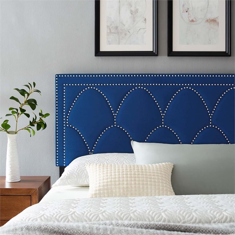 Modway Greta Performance Velvet King/California King Headboard in Navy