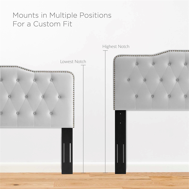 Modway Sophia Tufted Performance Velvet Twin Headboard in Light Gray