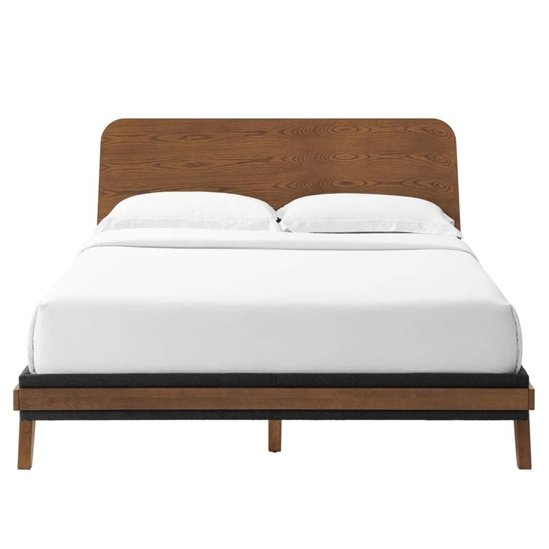 Modway Dylan 4-Piece MDF Wood and Fabric Bedroom Set in Walnut