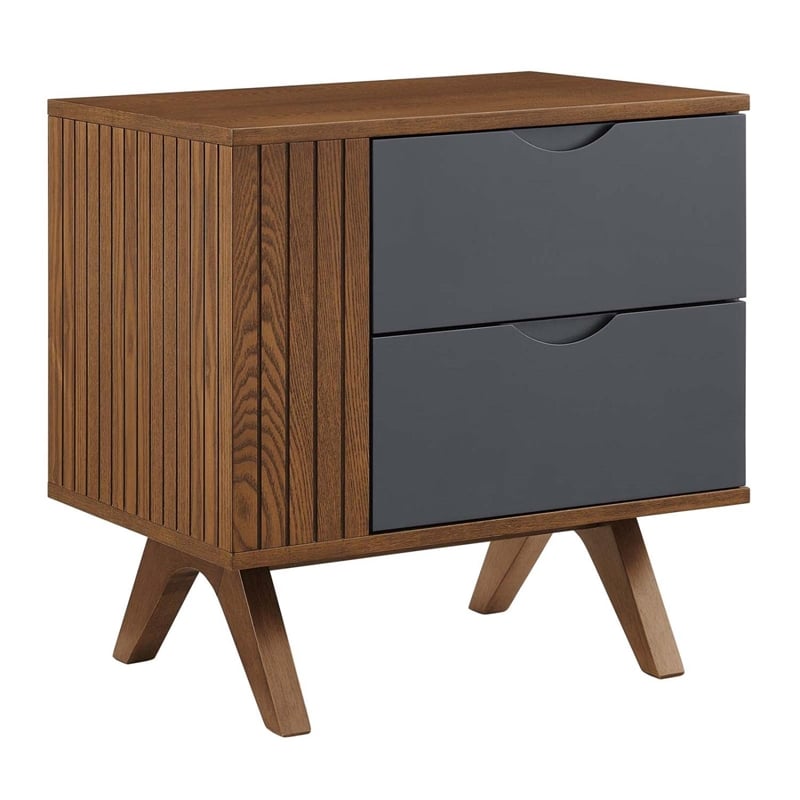 Modway Dylan 4-Piece MDF Wood and Fabric Bedroom Set in Walnut
