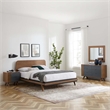 Modway Dylan 4-Piece MDF Wood and Fabric Bedroom Set in Walnut
