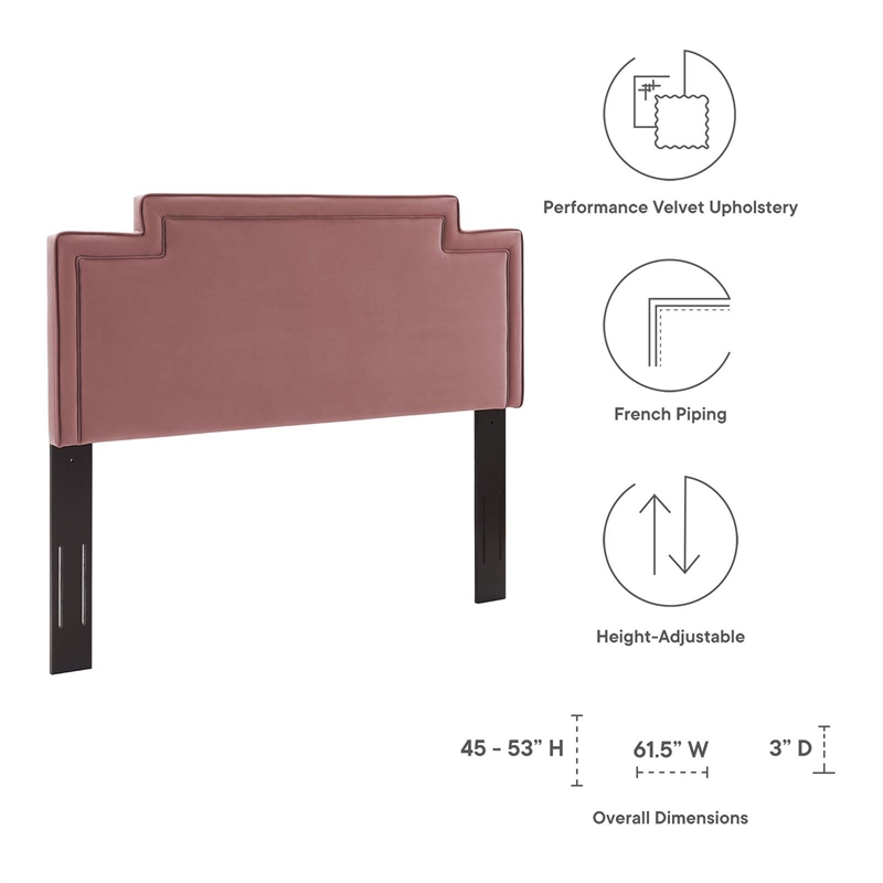 Modway Transfix Modern Performance Velvet Full/Queen Headboard in Dusty Rose