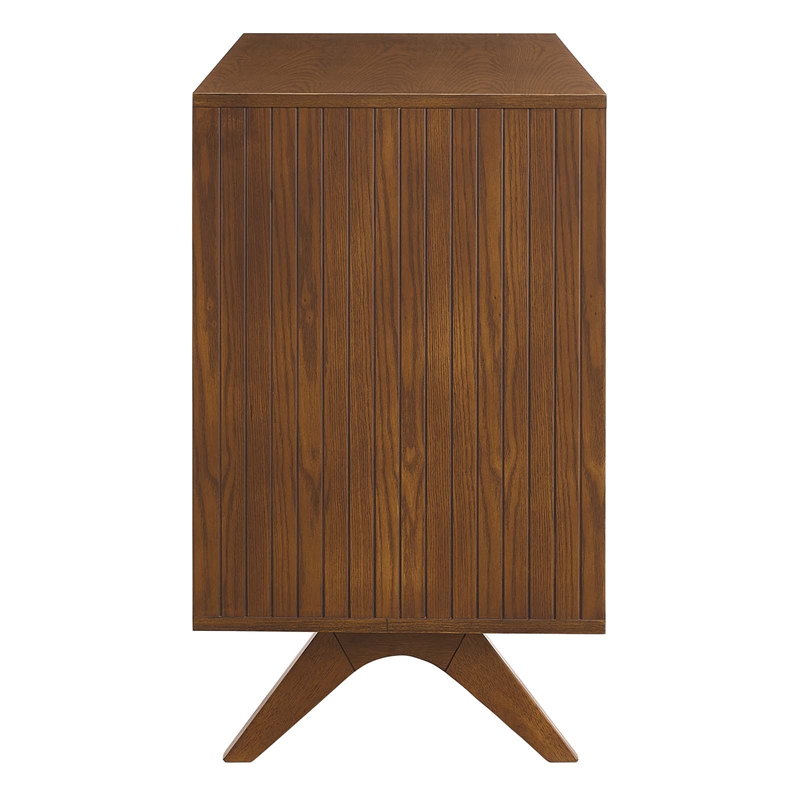 Modway Dylan Modern MDF and Rubberwood Dresser and Mirror in Walnut