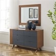 Modway Dylan Modern MDF and Rubberwood Dresser and Mirror in Walnut