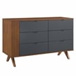 Modway Dylan Modern MDF and Rubberwood Dresser and Mirror in Walnut
