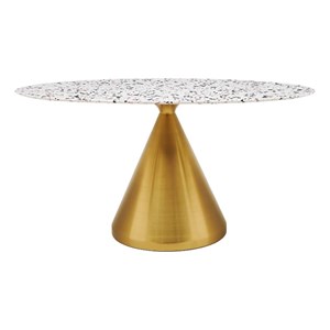 Modway Tupelo 60&quot Oval Modern Terrazzo/Metal Dining Table in White/Gold