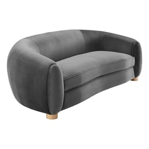 Modway Abundant Modern Performance Velvet Sofa in Charcoal/Natural