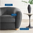 Modway Abundant Modern Performance Velvet Armchair in Charcoal/Natural