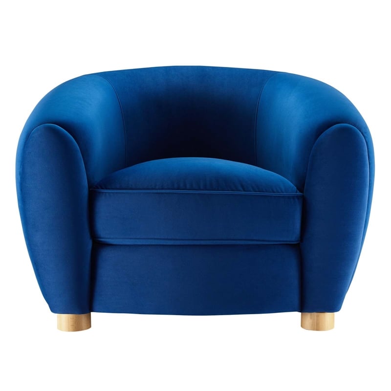 Modway Abundant Modern Performance Velvet Armchair in Navy/Natural