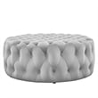 Modway Amour Modern Button Tufted Round Velvet Ottoman in Light Gray