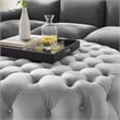 Modway Amour Modern Button Tufted Round Velvet Ottoman in Light Gray