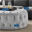 Modway Amour Modern Button Tufted Round Velvet Ottoman in Light Gray