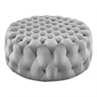 Modway Amour Modern Button Tufted Round Velvet Ottoman in Light Gray