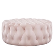 Modway Amour Modern Button Tufted Round Velvet Ottoman in Pink