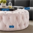 Modway Amour Modern Button Tufted Round Velvet Ottoman in Pink