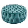 Modway Amour Modern Button Tufted Round Velvet Ottoman in Sea Blue