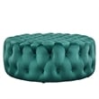 Modway Amour Modern Button Tufted Round Velvet Ottoman in Teal Green