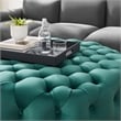 Modway Amour Modern Button Tufted Round Velvet Ottoman in Teal Green