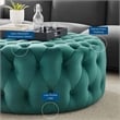 Modway Amour Modern Button Tufted Round Velvet Ottoman in Teal Green