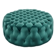 Modway Amour Modern Button Tufted Round Velvet Ottoman in Teal Green